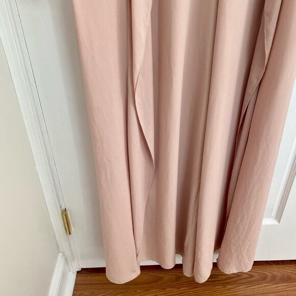 HALSTON HERITAGE Nude Beige Blush Pink Ruffle Sleeveless Formal Evening Jumpsuit - Picture 4 of 13